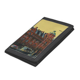 Red building trifold wallet