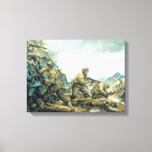 Red Bull In The Winter Line By Donna Neary Canvas Print