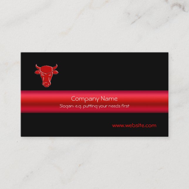Red Bull on black with red metallic-look stripe Business Card (Front)