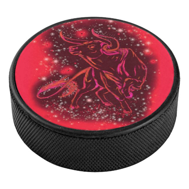 Red Bull Running At Starry Night Hockey Puck (3/4)
