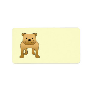 Red Bulldog. Dog Cartoon. Label