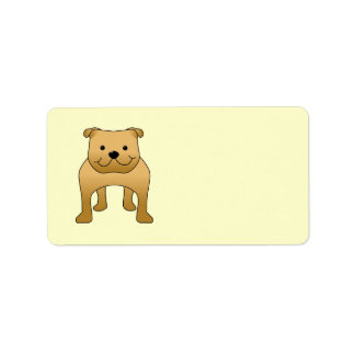 Red Bulldog. Dog Cartoon. Label