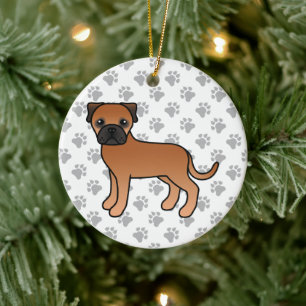 Red Bullmastiff Cute Cartoon Dog Ceramic Tree Decoration