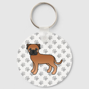 Red Bullmastiff Cute Cartoon Dog Key Ring