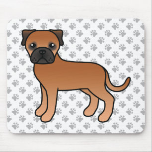 Red Bullmastiff Cute Cartoon Dog Mouse Mat