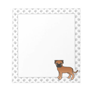 Red Bullmastiff Cute Cartoon Dog Notepad