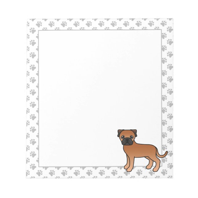 Red Bullmastiff Cute Cartoon Dog Notepad (Front)