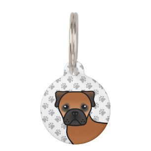 Red Bullmastiff Cute Cartoon Dog & Pet's Info Pet Tag
