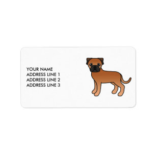 Red Bullmastiff Cute Cartoon Dog & Text Label