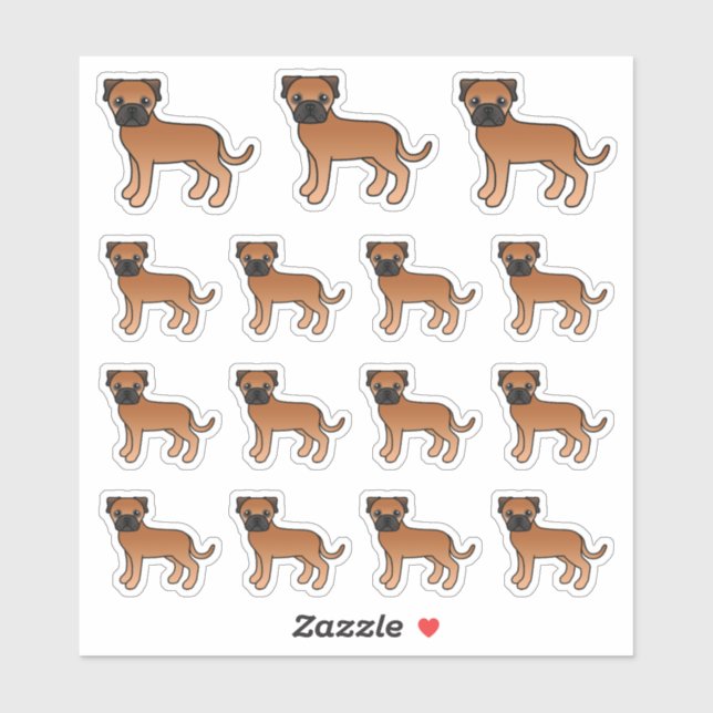 Red Bullmastiff Cute Cartoon Dogs (Sheet)