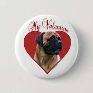 Red Bullmastiff My Valentine - Button