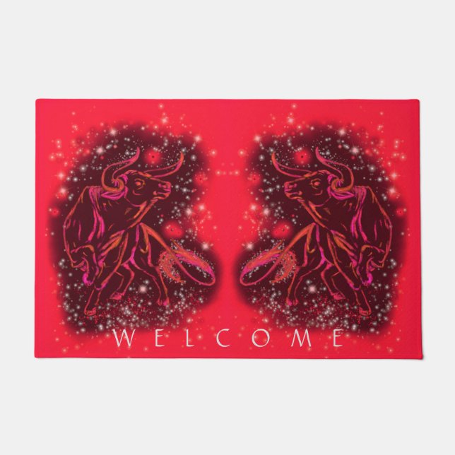 Red Bulls Doormat Running At Starry Night Welcome (Front)