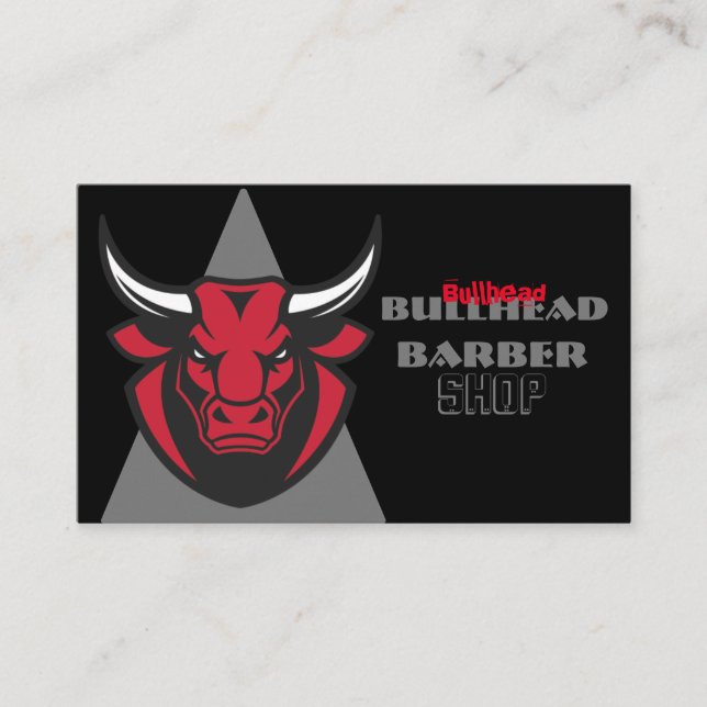 Red Bulls Head on Black Background on a Business Card (Front)