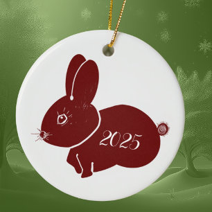 Red Bunnies 2023 Ceramic Tree Decoration