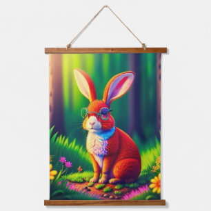 Red Bunny Sitting on Grass Hanging Tapestry