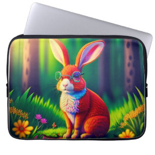 Red Bunny Sitting on the Grass Laptop Sleeve