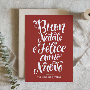 Red Buon Natale e Felice Anno Nuovo Script Holiday Card