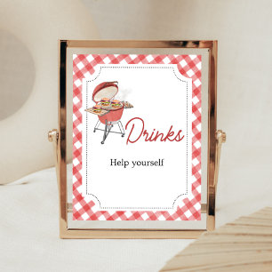 Red Burger BBQ Baby Shower Drinks Poster