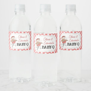 Red Burger BBQ Baby Shower Water Bottle Label