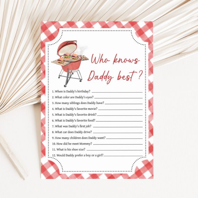 Red Burger BBQ Baby Shower Who Knows Daddy Game (Burger BBQ Baby Shower Game)