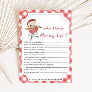 Red Burger BBQ Baby Shower Who Knows Mommy Game