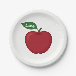 Red Burgundy Apple Rustic Country Wedding Party Paper Plate