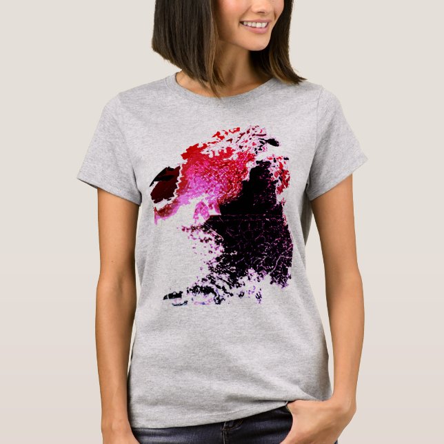 Red Burgundy Black Airbrush Paint Splashes Design T-Shirt (Front)