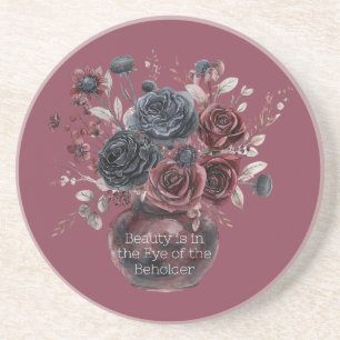 Red Burgundy Black Flowers Beauty Is Coaster