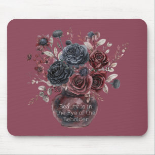 Red Burgundy Black Flowers Beauty Is Mouse Mat