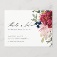 Red Burgundy Blush Blue Floral Wedding Thanks