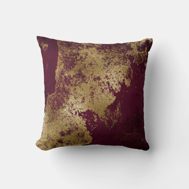 Red Burgundy Distressed Grungy Gold Vip Cushion (Front)