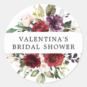 Red Burgundy Floral Bridal Shower Envelope Seal