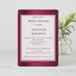 Red Burgundy Glam Ribbon Bridal Shower Invitation