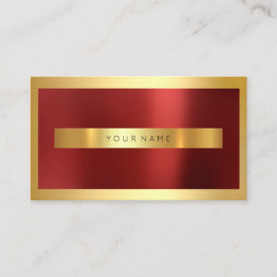 Red Burgundy Gold Frame Metallic Minimal Business Card