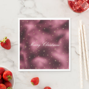 Red Burgundy Gold Glitter Snowflakes     Napkin