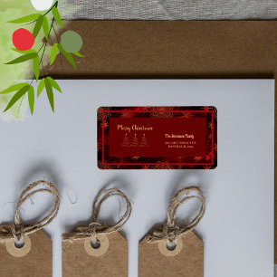 Red Burgundy Merry Christmas Address Label