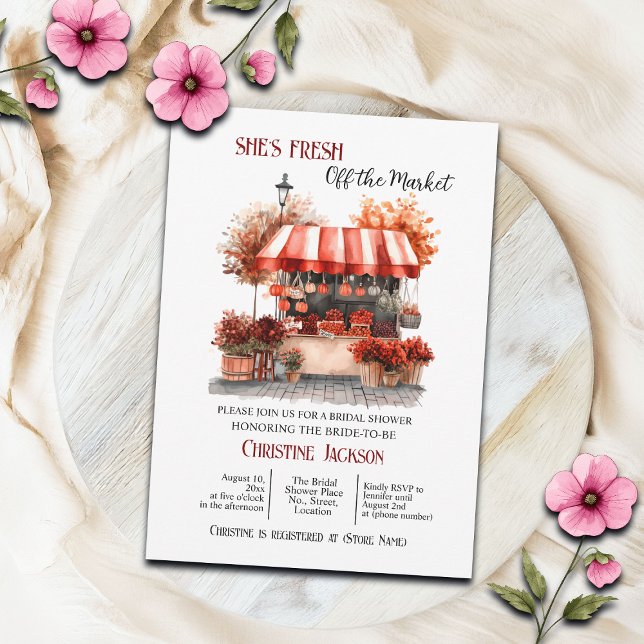 Red Burgundy 'Off the Market' Bridal Shower Invitation (Creator Uploaded)