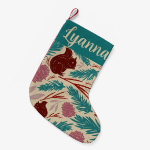 Red Burgundy Pattern Retro Cosy Christmas Charm Small Christmas Stocking