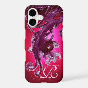 RED BURGUNDY PURPLE BERRIES AND SWIRLS MONOGRAM