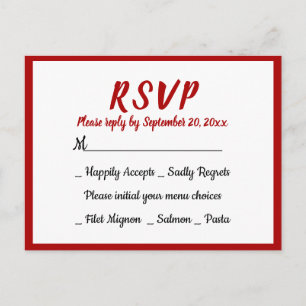 Red Burgundy RSVP WEdding Party Fall Country Invitation Postcard