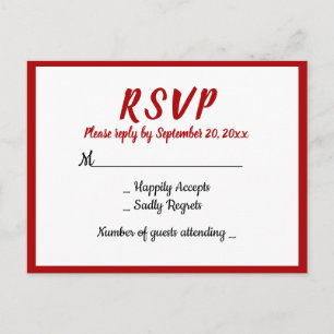 Red Burgundy RSVP WEdding Party Fall Country Invitation Postcard