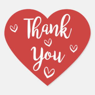Red Burgundy Thank You White Hearts Wedding Heart Sticker