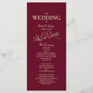 Red Burgundy Wedding Programme