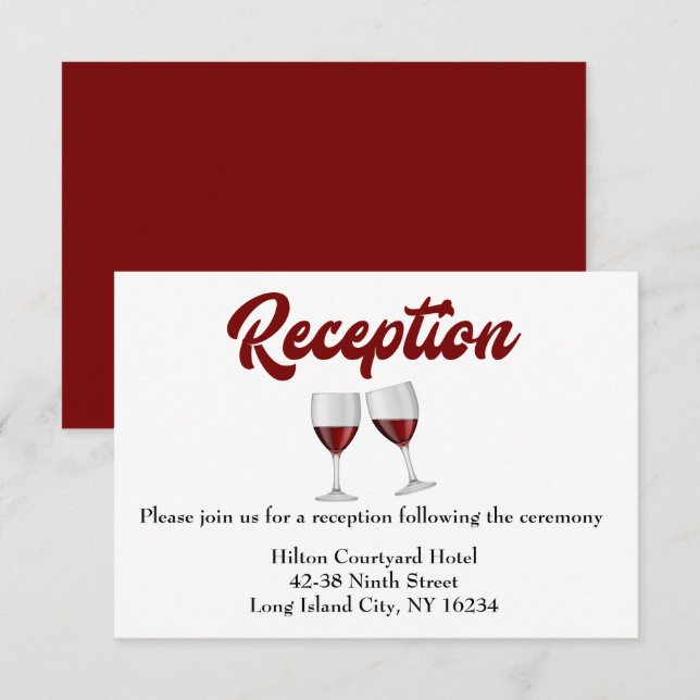 Red Burgundy Wedding Reception Wine Glasses Invitation (Front/Back)