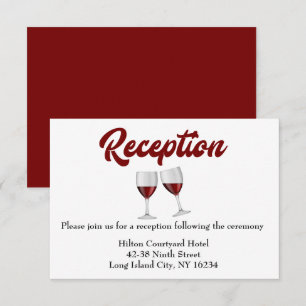 Red Burgundy Wedding Reception Wine Glasses Invitation