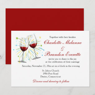 Red Burgundy Wedding Wine Glasses Winery Vineyard Invitation