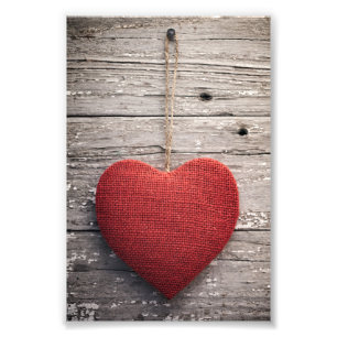 Red Burlap Heart Photo Print