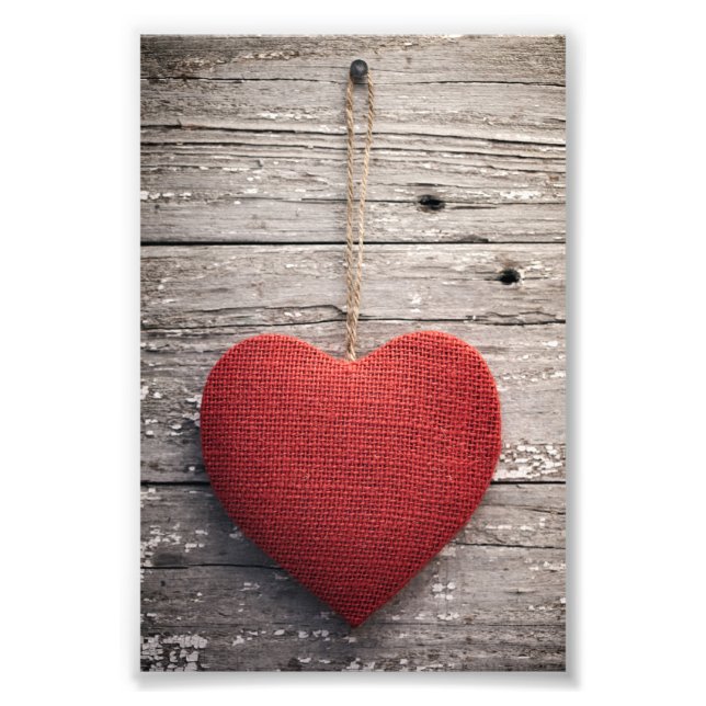 Red Burlap Heart Photo Print (Front)