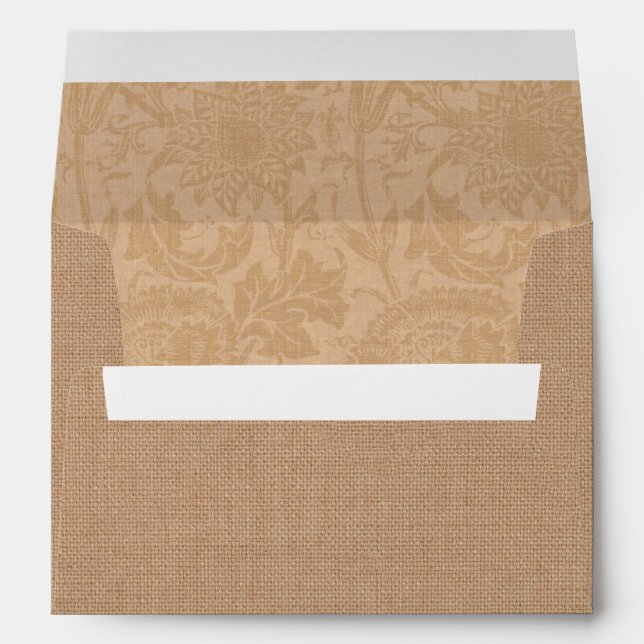 Red Burlap Monogrammed Wedding Invitation Envelope (Back (Bottom))