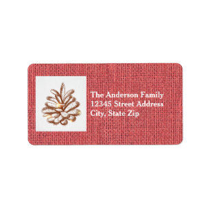 Red Burlap Pinecones - Address Label